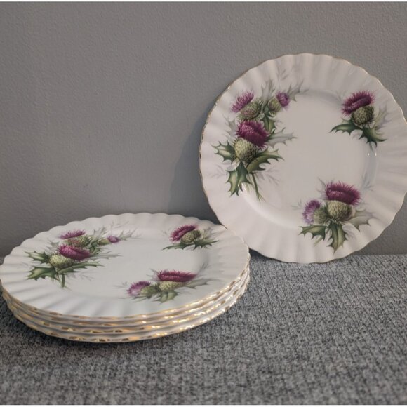 Royal Albert, "Highland Thistle" 6 1/4" Bread/Side Plates, Set of 5 - Picture 1 of 5